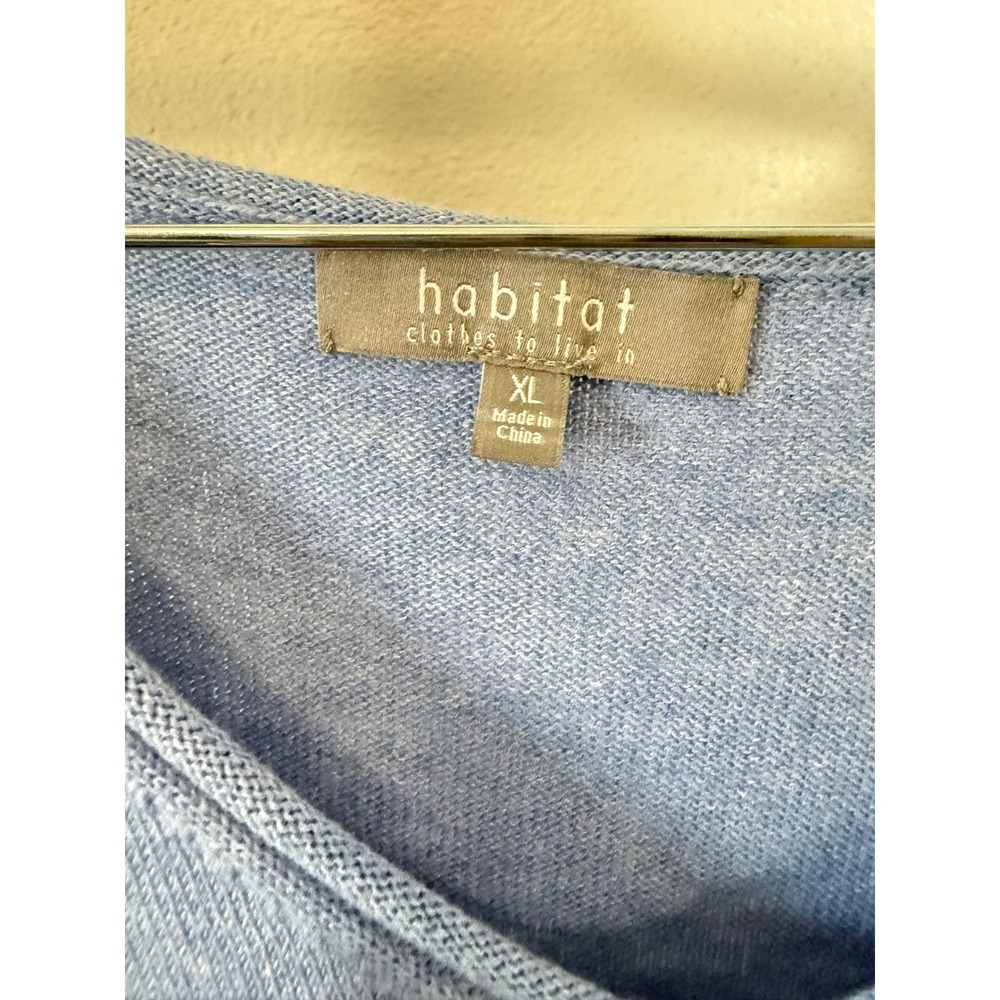 Habitat Clothes to Live In Womens XL Blue Cotton V-Neck Tunic Sweater‎ 83011 - Picture 3 of 6